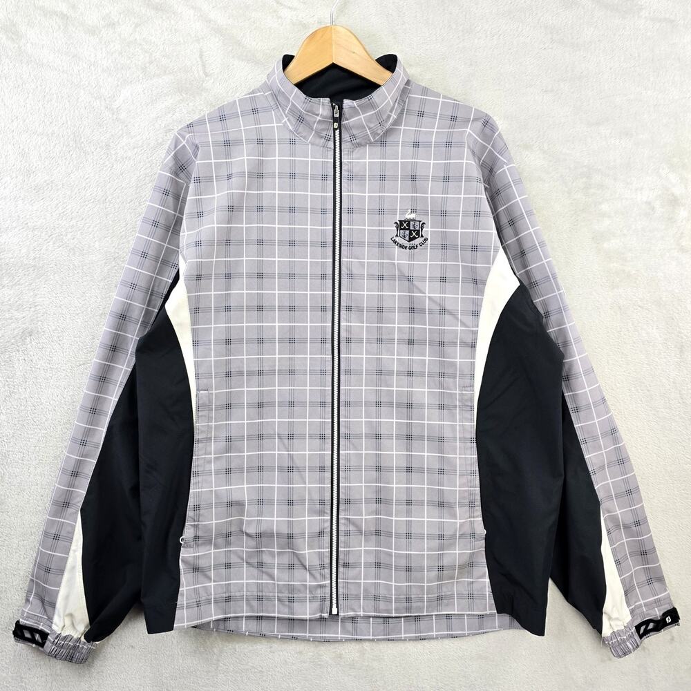 FootJoy DryJoys HydroLite Golf Rain Jacket Men's Medium Gray Plaid Lakeside Club